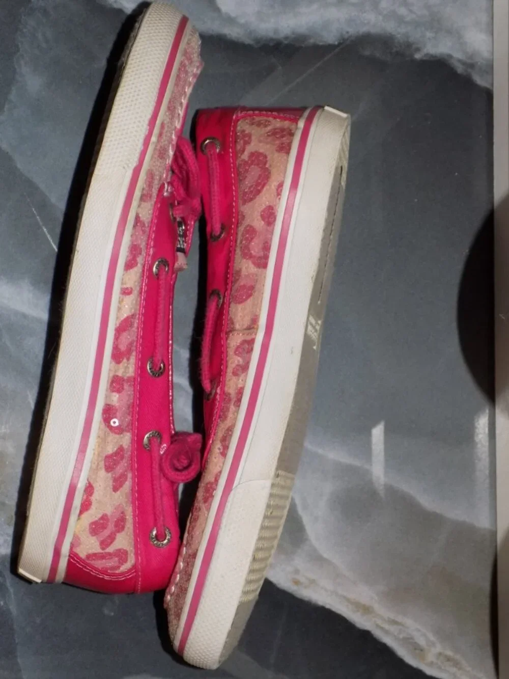 Sperry Top-Sider Biscayne 1 Eye Pink Cheetah Shoes Size 4 M Girl's